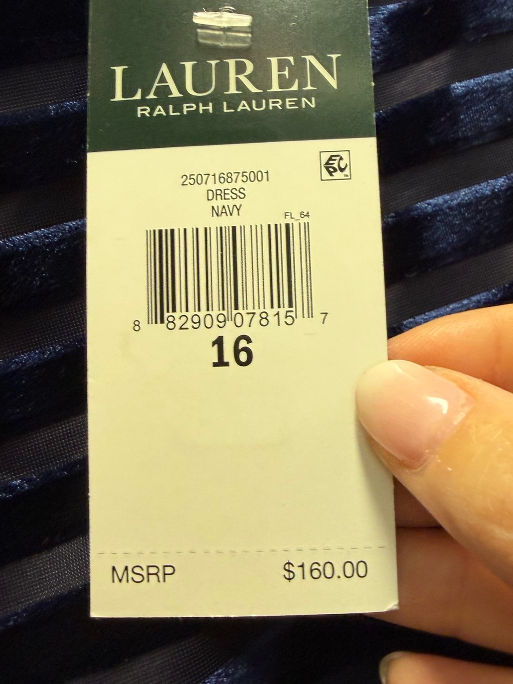 BNWT Lauren Sleeveless Navy Diagonal Velvet Stripe Sheath Dress - Picture 5 of 11
